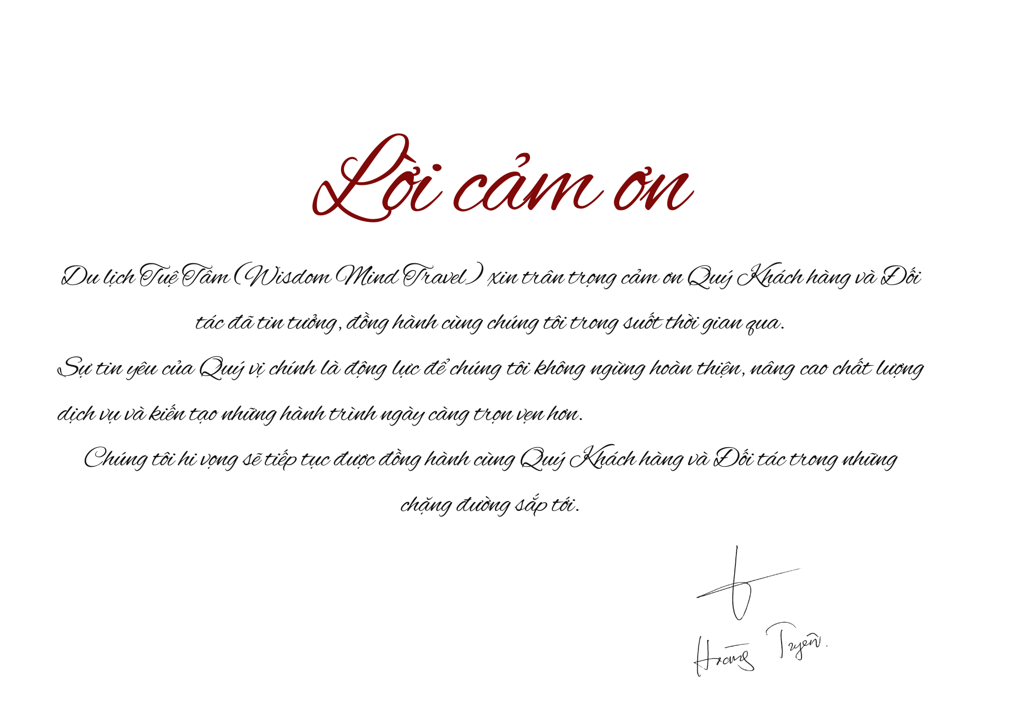 lời cảm ơn